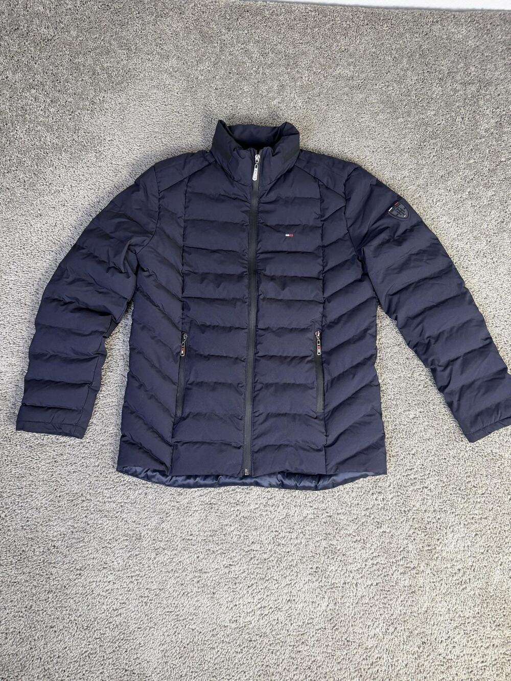 Tommy Hilfiger Jacket Mens S Blue Puffer Down Insulated Lined Pockets Full Zip